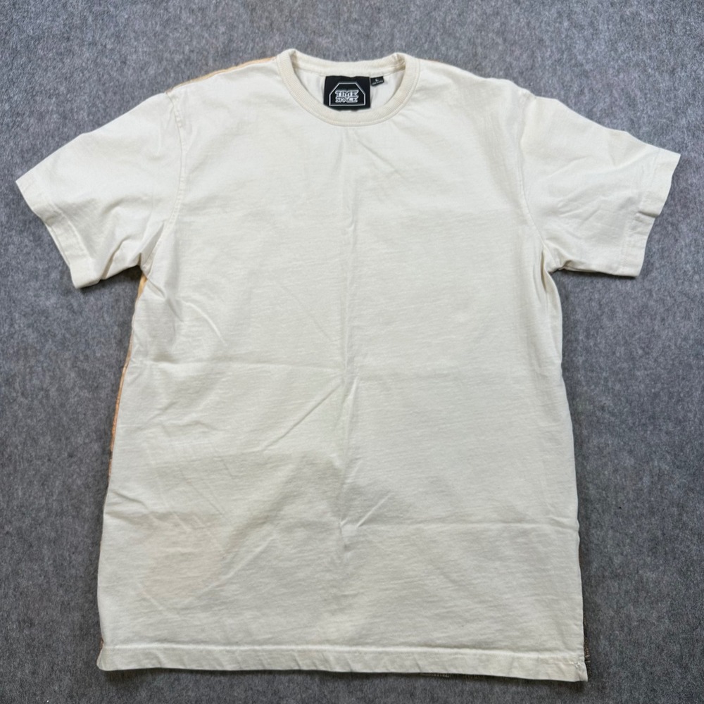 Time Space T-Shirt Mens Large Cream Desert Landscape Graphic Print Cotton Tee